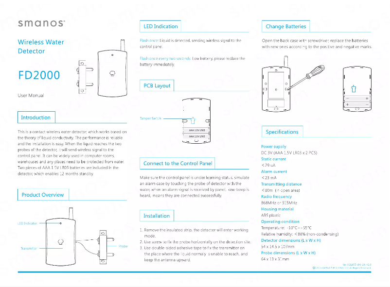 Page n°1 - Manuel utilisateur smanos FD2000