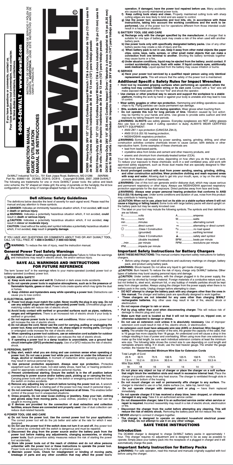 Page 1 de la notice Manuel utilisateur DeWalt DC810KL