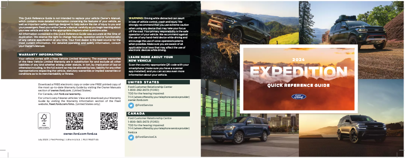 Page 1 de la notice Guide de démarrage rapide Ford Expedition (2024)