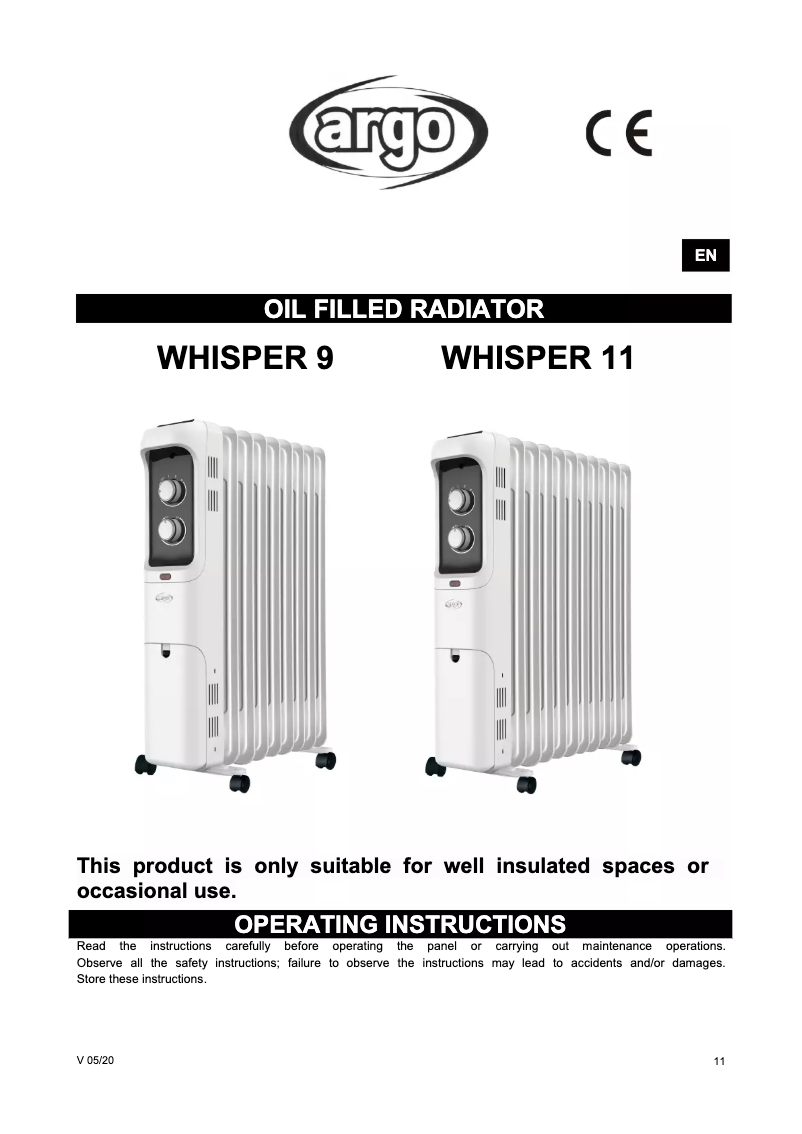 Page n°1 - Manuel utilisateur ARGO Whisper 9