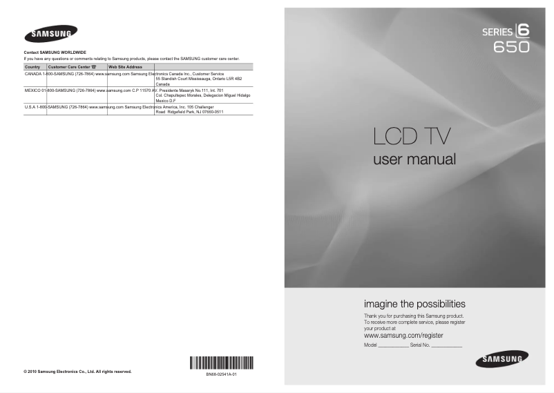 Page n°1 - Manuel utilisateur Samsung LN-46C650