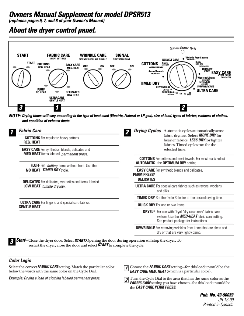 Page 1 of the manual Use and Maintenance Manual GE Profile Performance Prodigy DPSR513GAAA