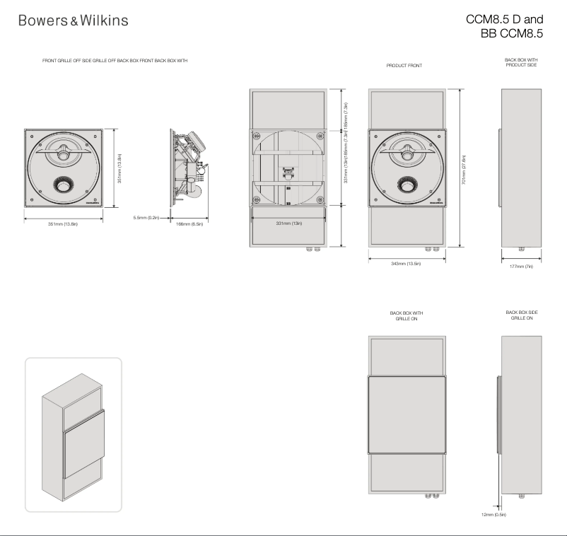 Page 1 de la notice Dessin technique Bowers & Wilkins CCM662