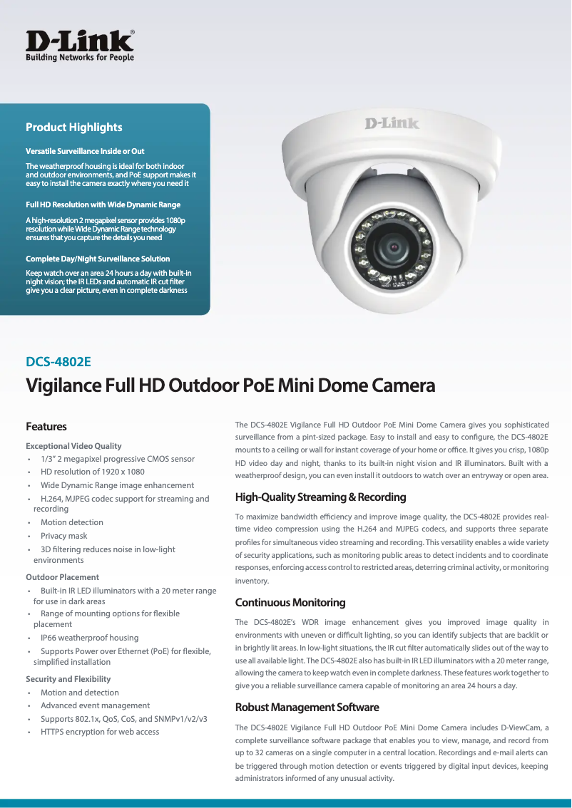 Image de la première page du manuel de l'appareil DCS-4802E