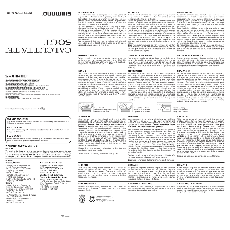 Image de la première page du manuel de l'appareil Calcutta TE 50GT