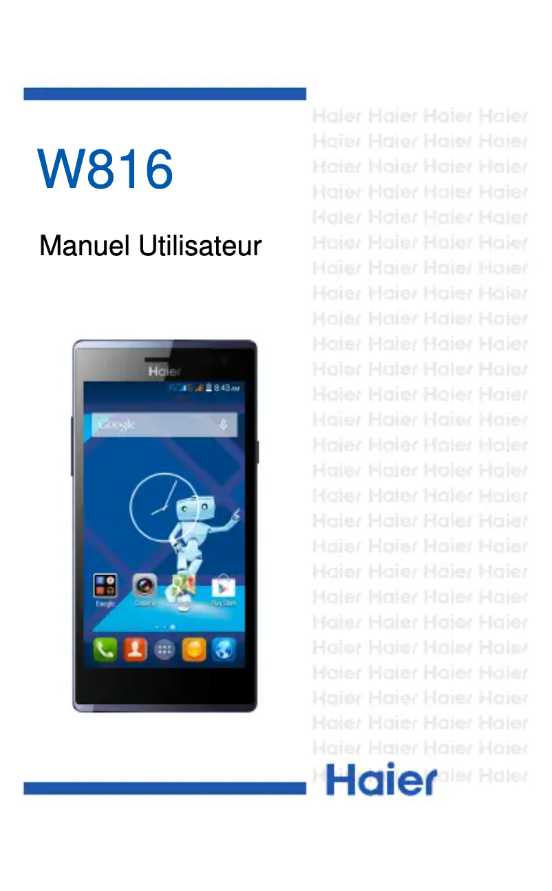 Page 1 de la notice Manuel utilisateur Haier W816
