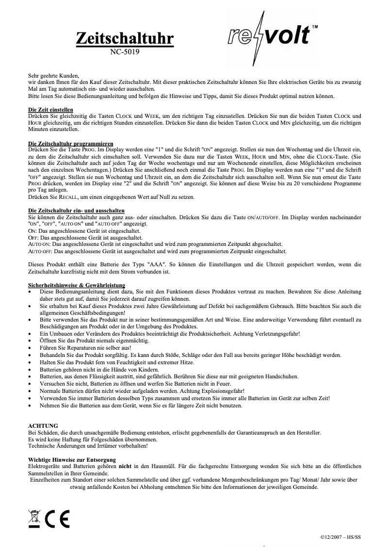 Image de la première page du manuel de l'appareil NC-5019