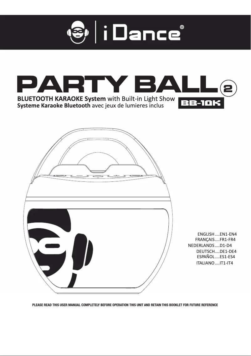 Imagen de la primera página del manual del dispositivo Party Ball 2 BB-10K