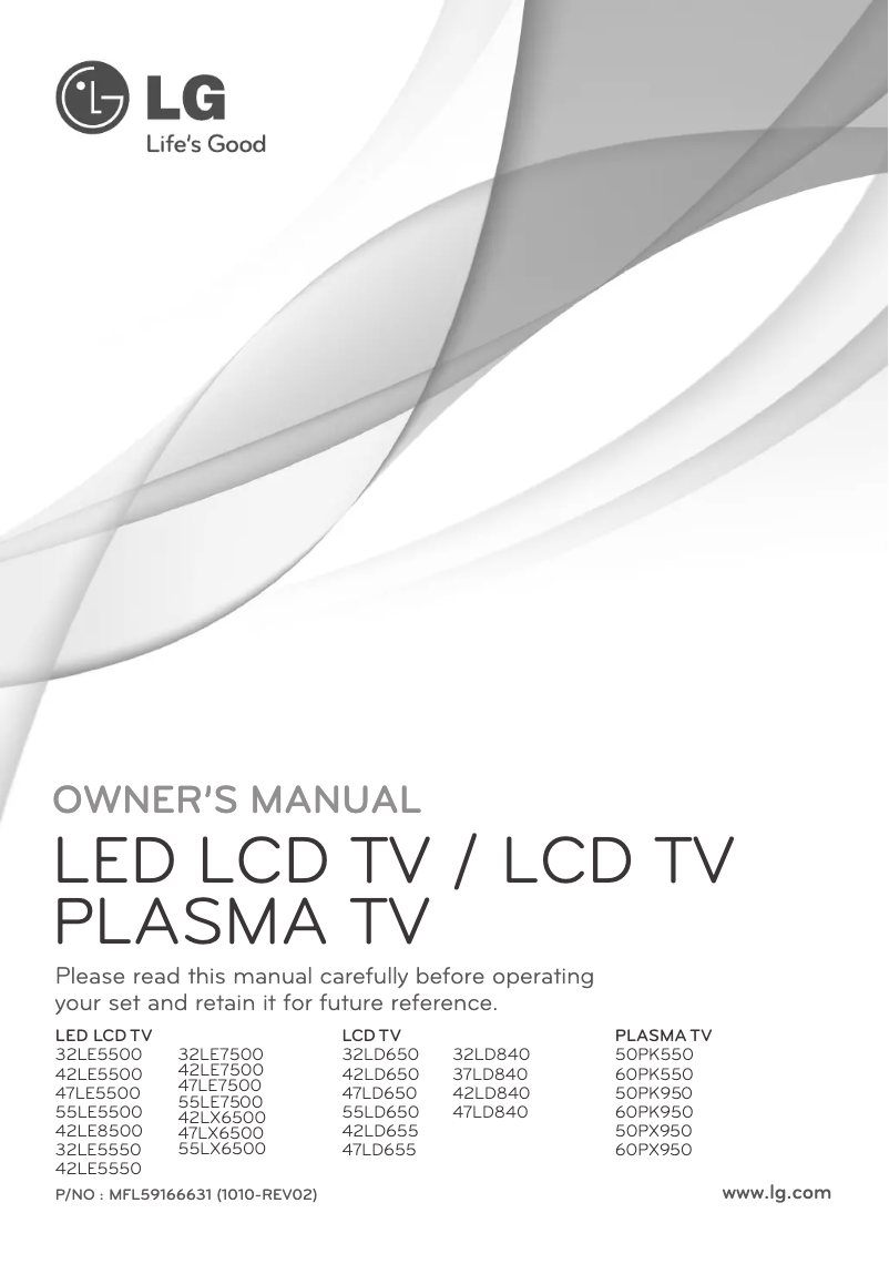 Page 1 de la notice Manuel utilisateur LG 42LE5550