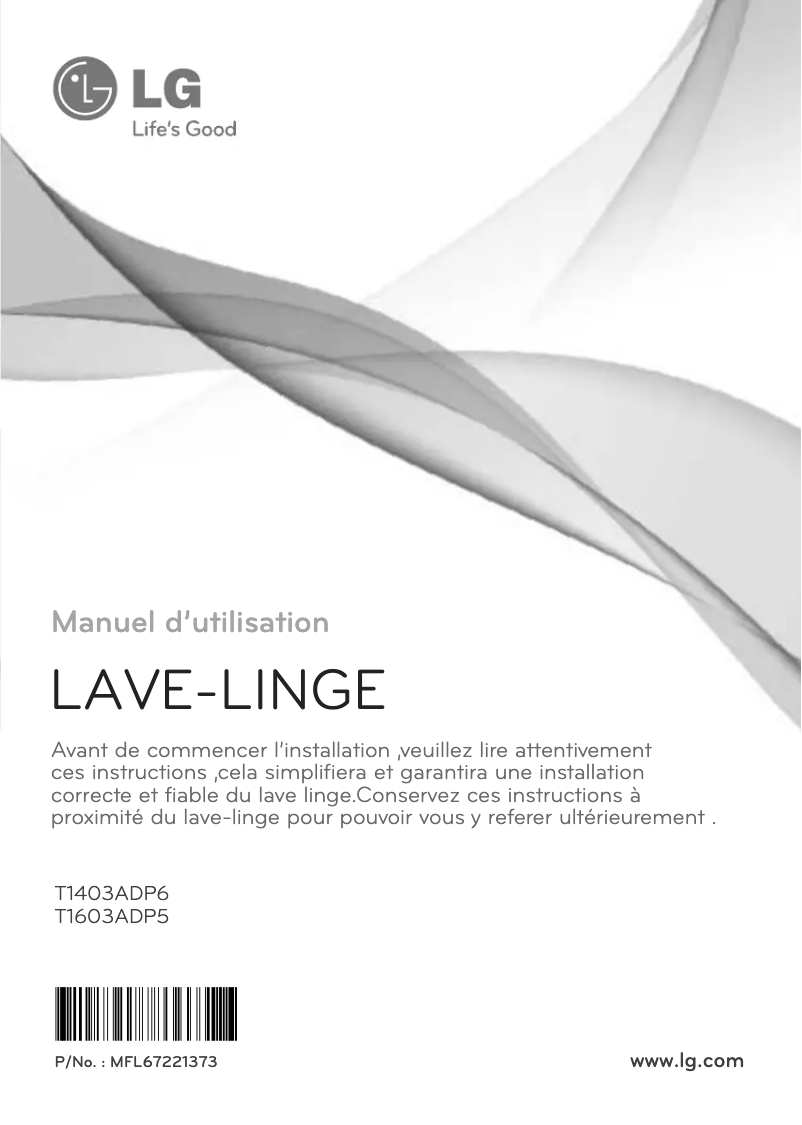 Page 1 de la notice Manuel utilisateur LG T1403ADP6