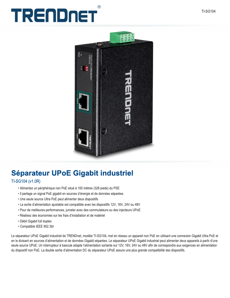 Image de la première page du manuel de l'appareil TI-SG104