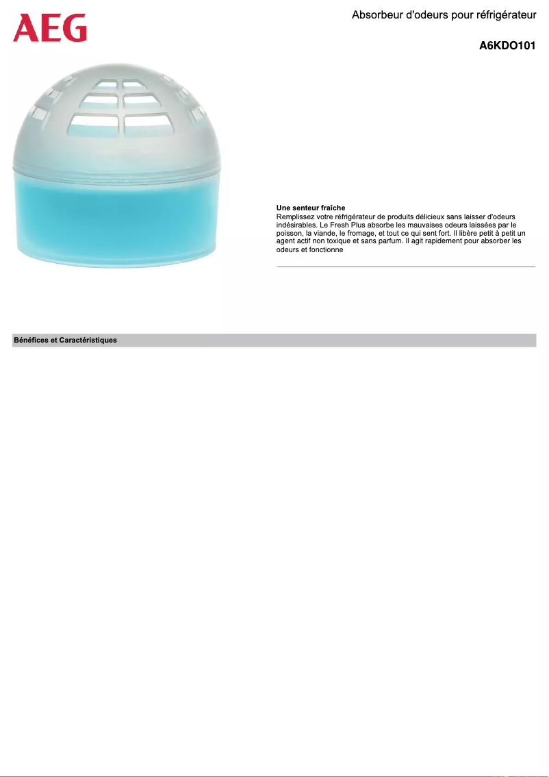 Page n°1 - Manuel utilisateur AEG A6KDO101