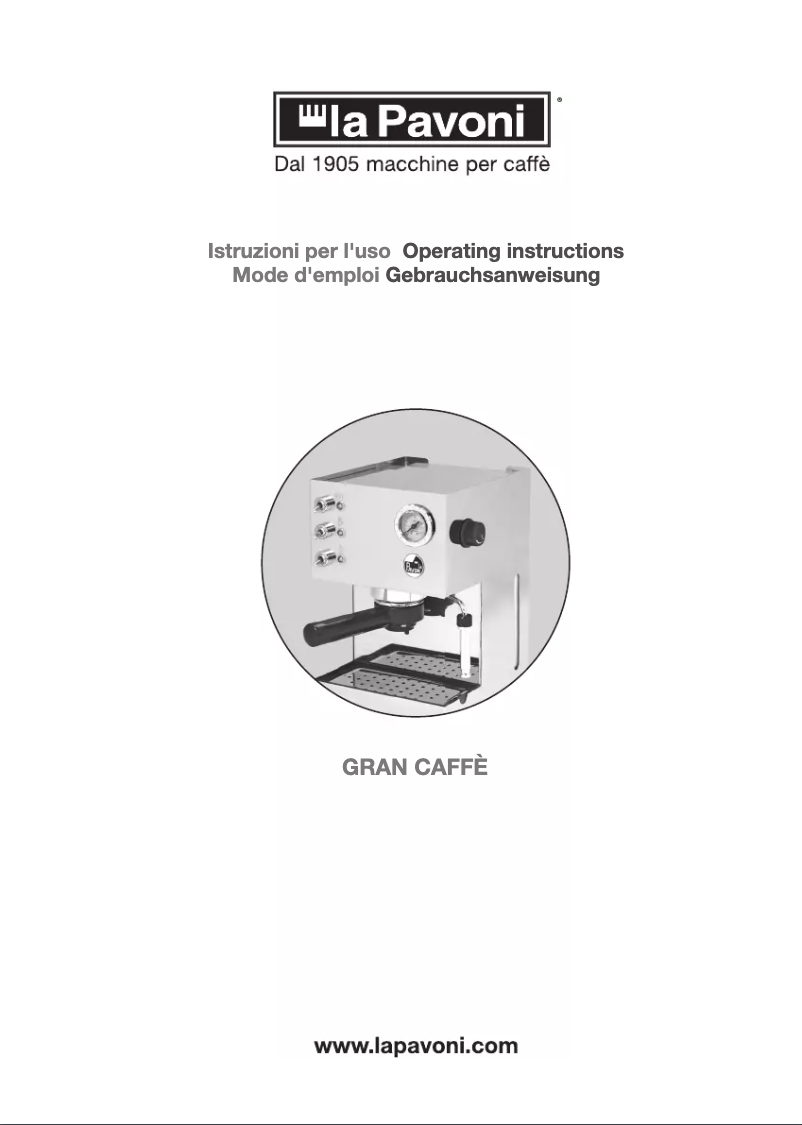 Image de la première page du manuel de l'appareil GRAN CAFFE GCN