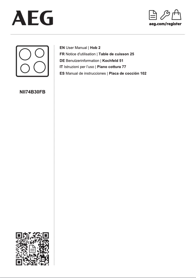 Page 1 de la notice Manuel utilisateur AEG NII74B30FB