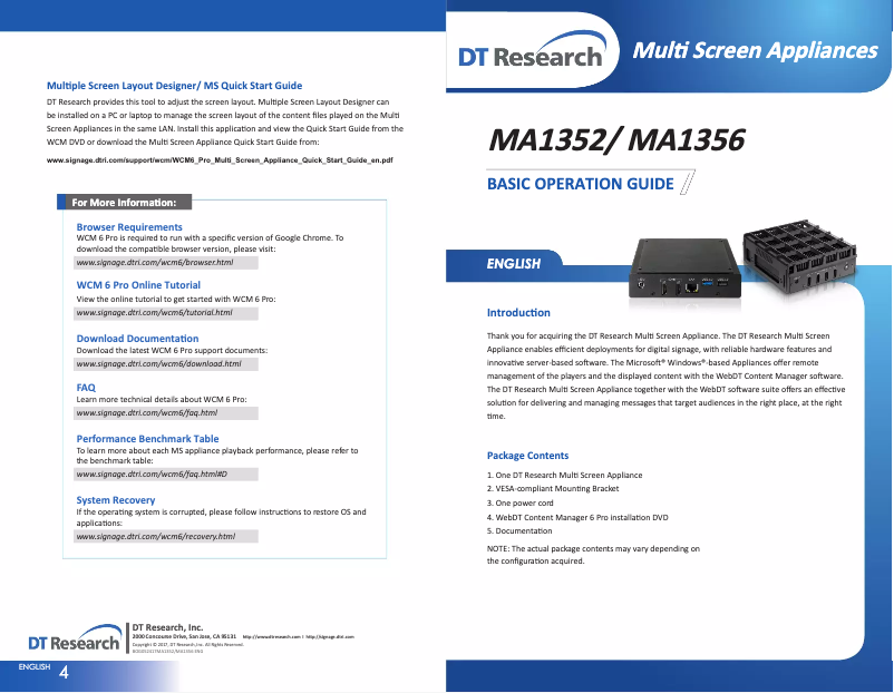 Page n°1 - Manuel utilisateur DT Research MA1352