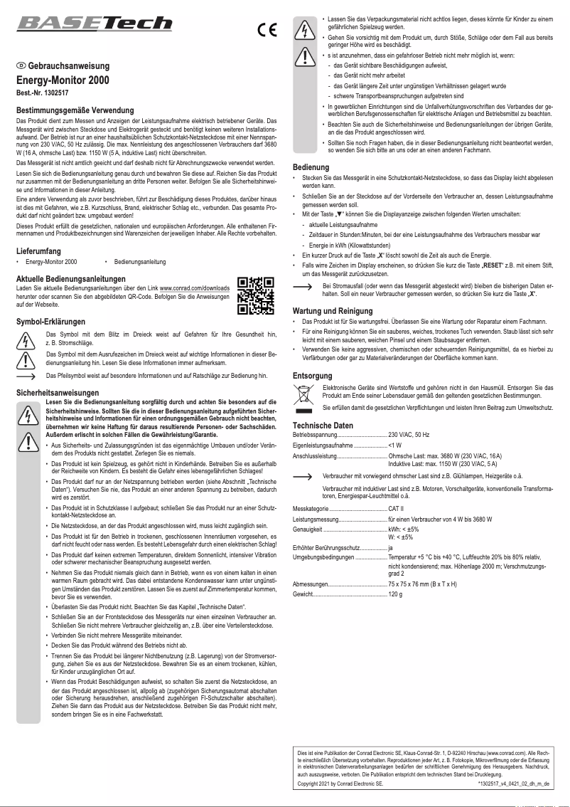 Image de la première page du manuel de l'appareil Energy-Monitor 2000