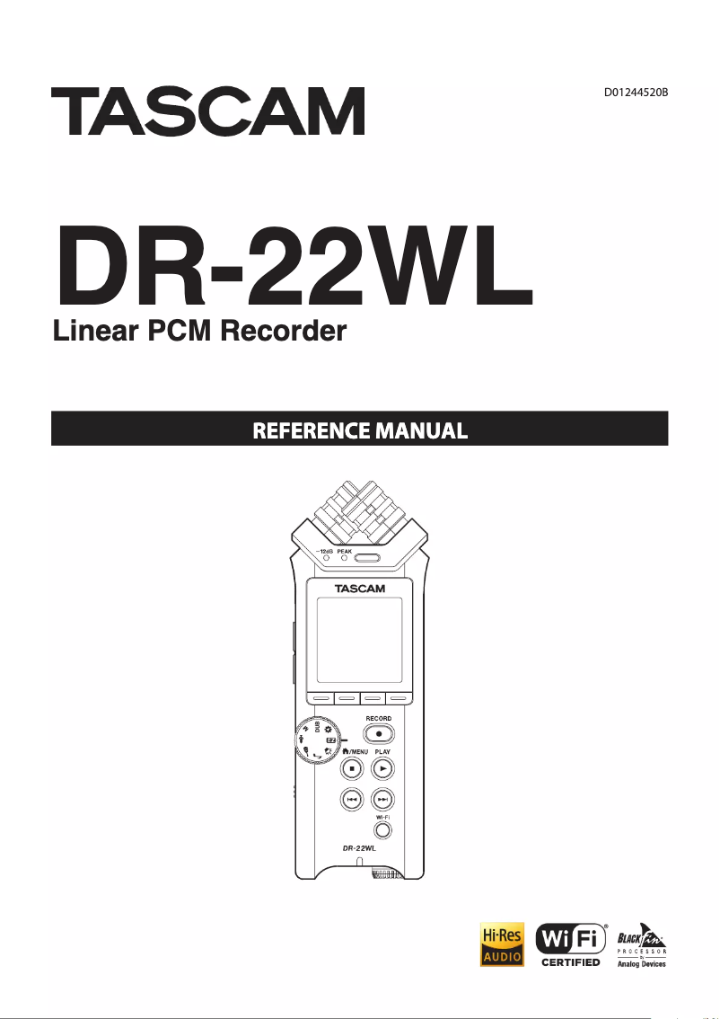 Page n°1 - Manuel utilisateur Tascam DR-22WL