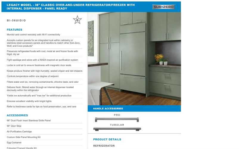 Page 1 de la notice Manuel utilisateur Sub-Zero BI-36UID/O