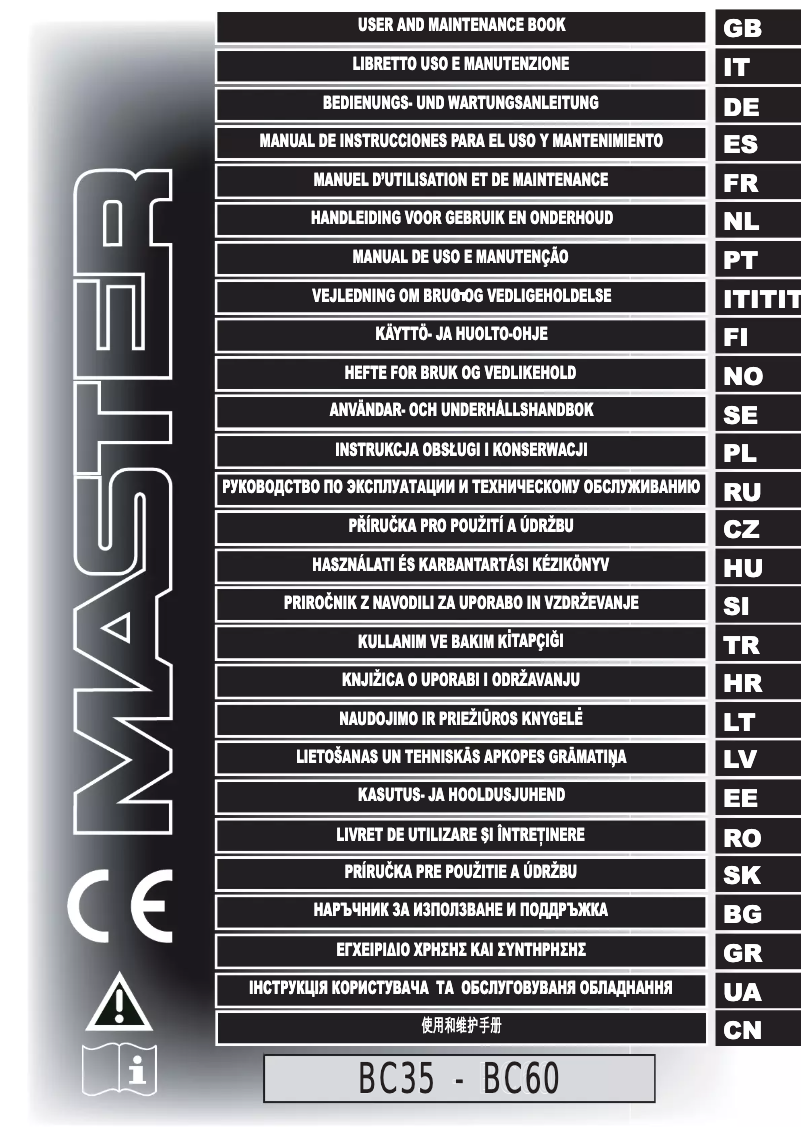 Page n°1 - Manuel utilisateur Master BC 35