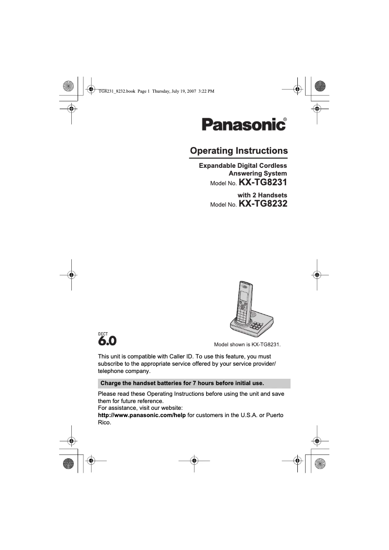 Página 1 del manual Manual de usuario Panasonic KX-TG8231