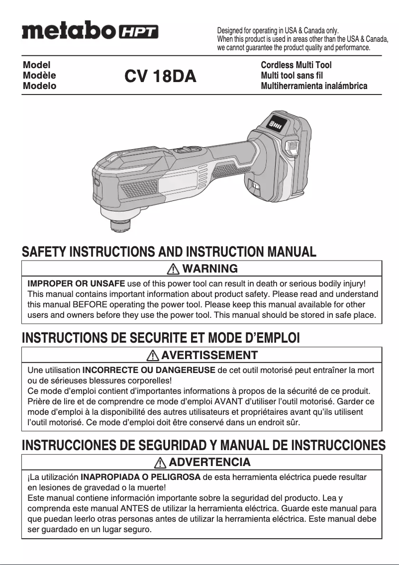 Página 1 del manual Manual de usuario HiKOKI CV 18DA