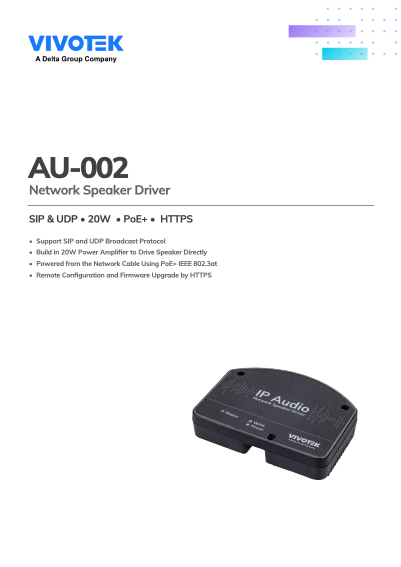 Página 1 del manual Manual de usuario Vivotek AU-002