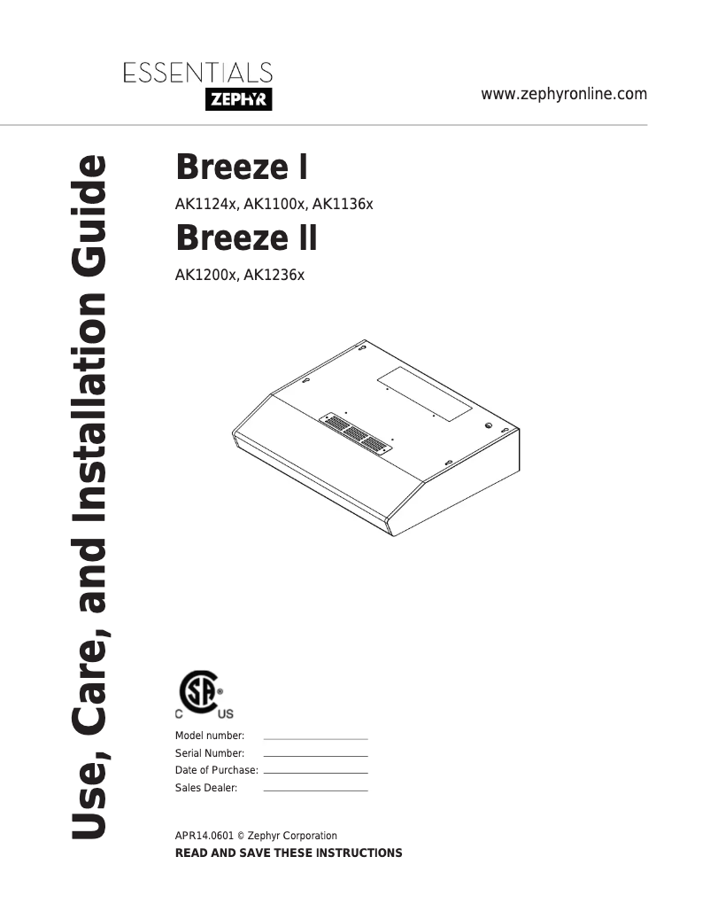Página 1 del manual Manual de usuario Zephyr AK1100S