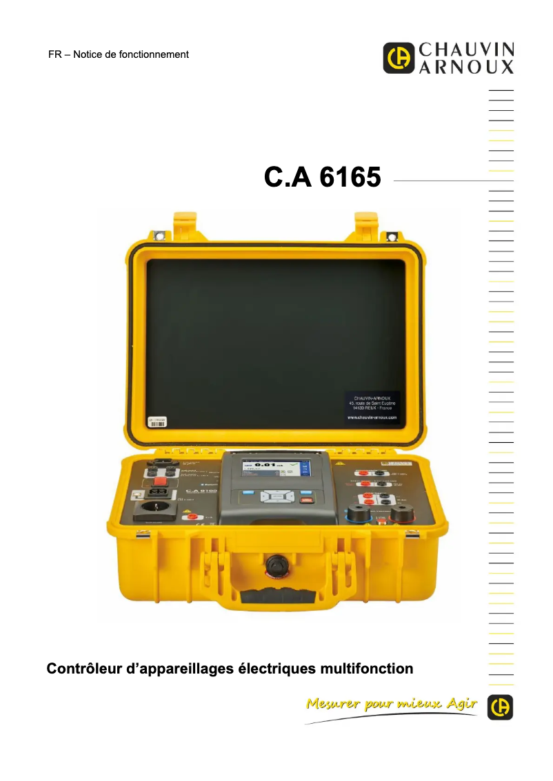 Page 1 de la notice Manuel utilisateur Chauvin Arnoux C.A 6165