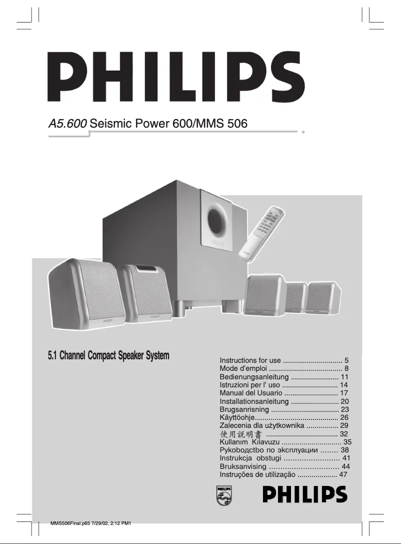 Page n°1 - Manuel utilisateur Philips 580HC