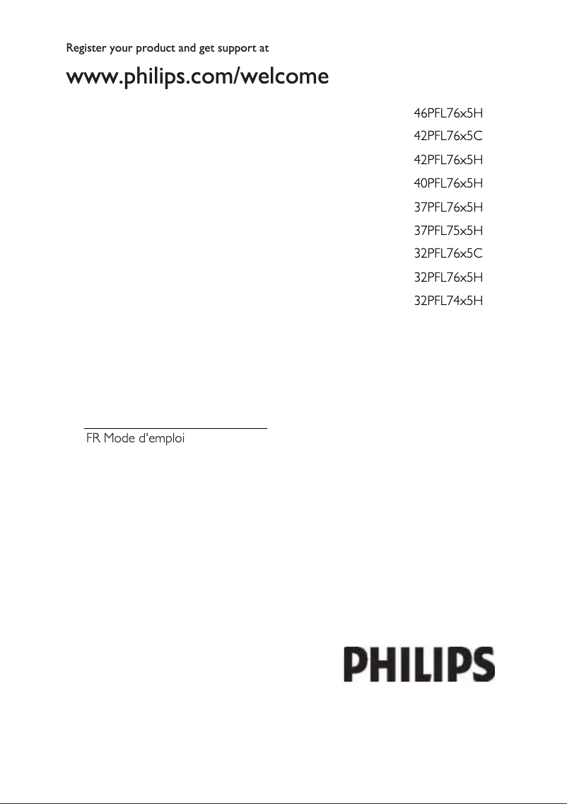 Page 1 de la notice Manuel utilisateur Philips 40PFL7605H