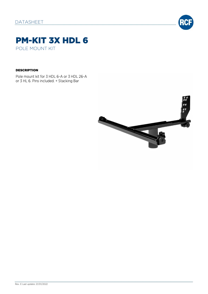 Page 1 de la notice Manuel utilisateur RCF Pole Mount Kit