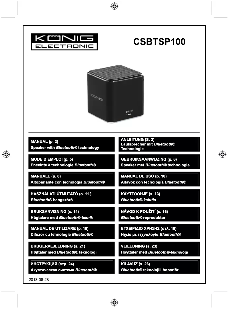 Page n°1 - Manuel utilisateur Konig CSBTSP100