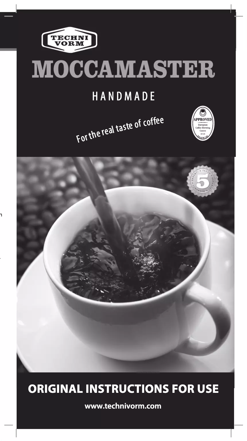 First page image of the manual for Moccamaster KBGT