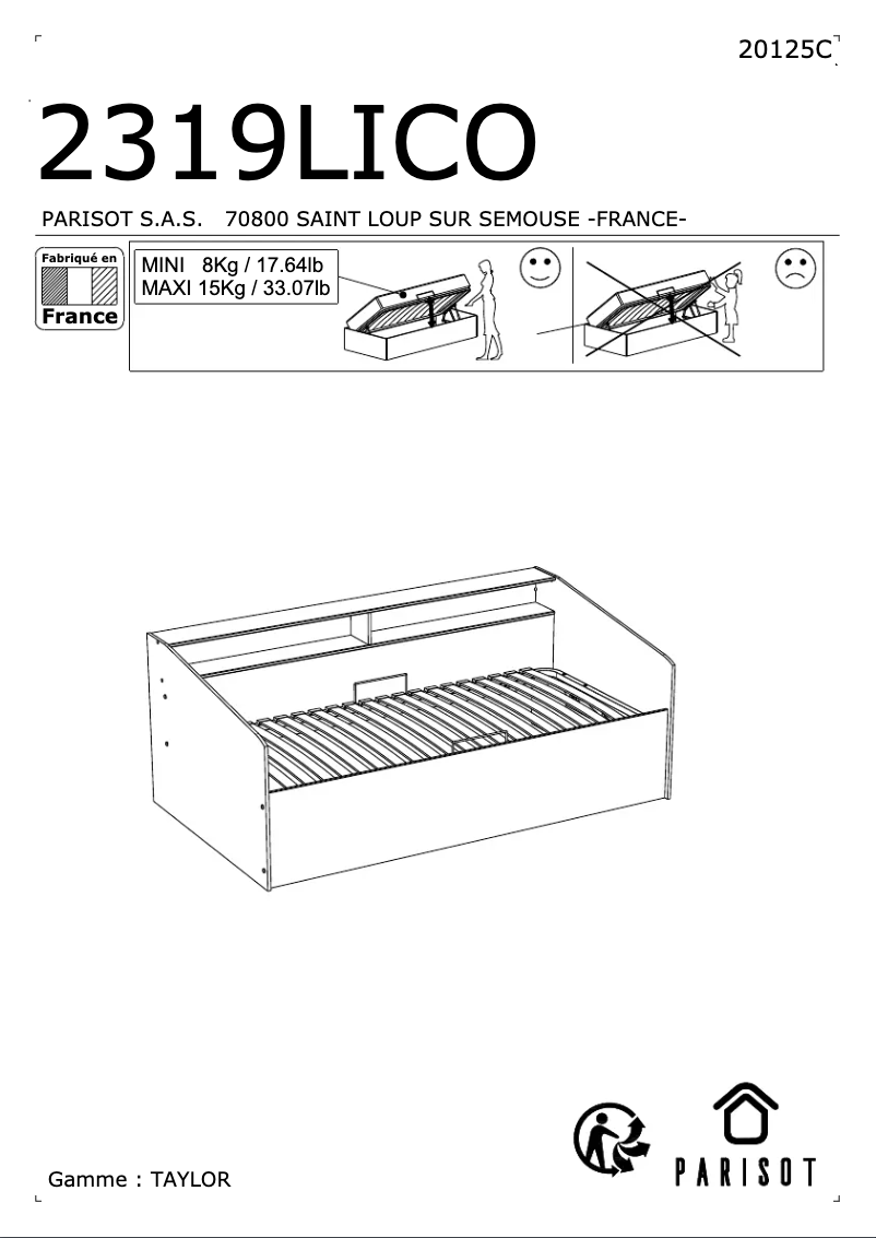 Image de la première page du manuel de l'appareil Taylor Ottoman 2319LICO
