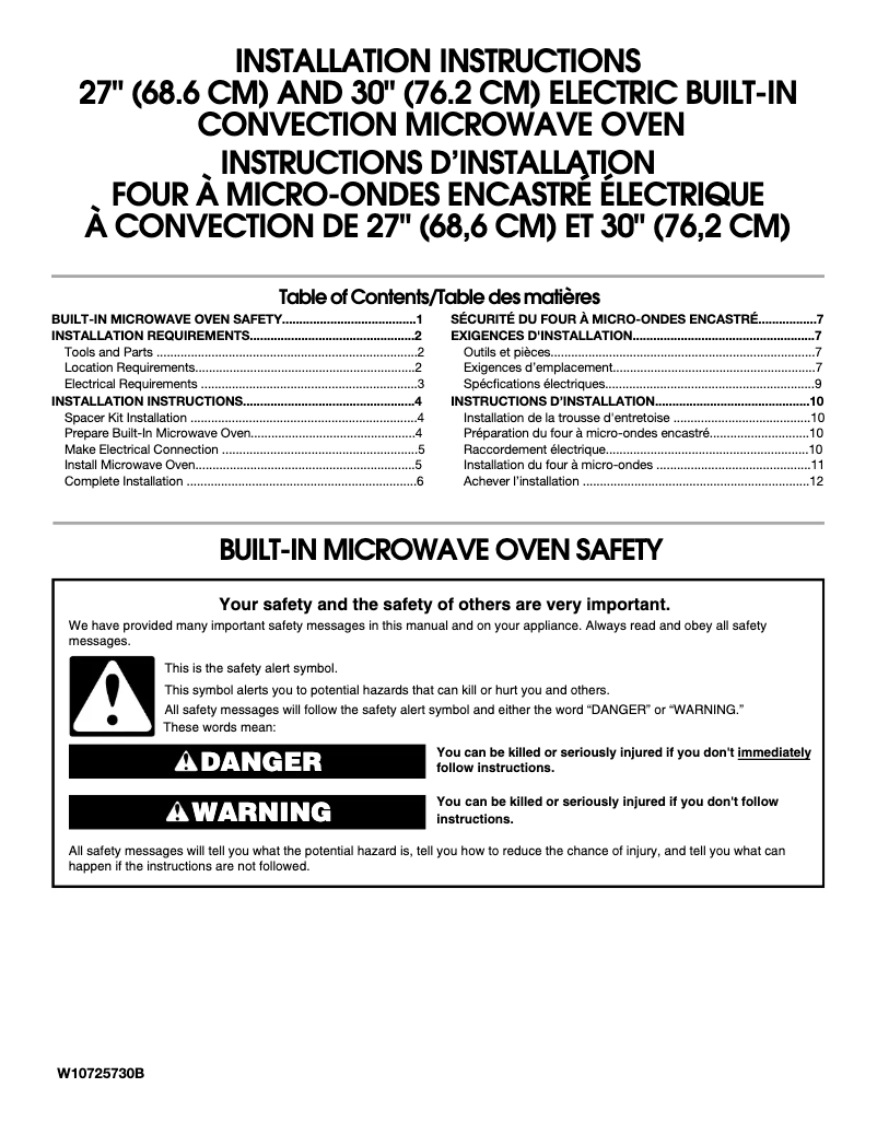 Page 1 de la notice Guide d'installation KitchenAid KMBP100ESS
