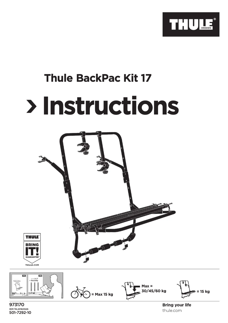 Page 1 de la notice Manuel utilisateur Thule BackPac Kit 17