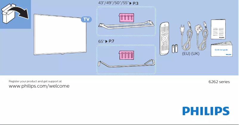 Page 1 of the manual Quick Start Guide Philips 6000 series 65PUT6262