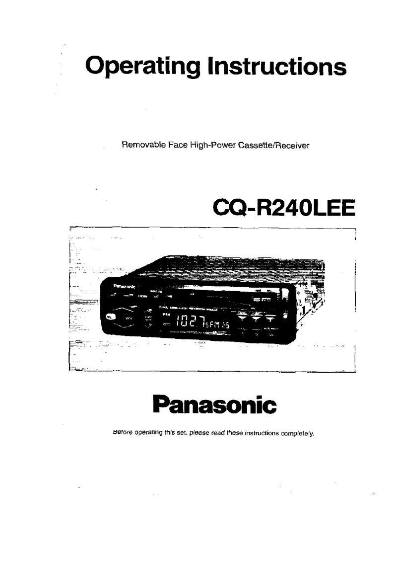 Page 1 de la notice Manuel utilisateur Panasonic CQ-R240L