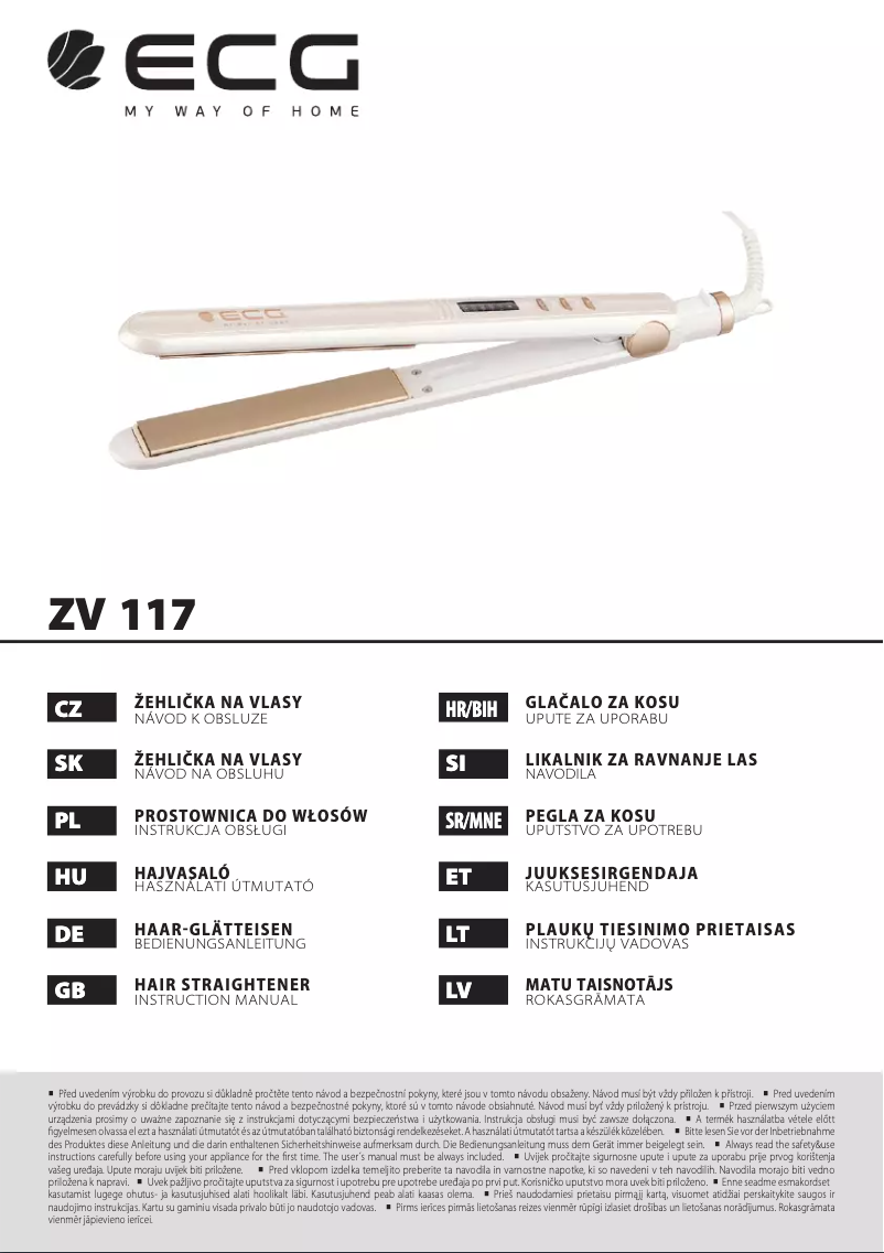 Page 1 de la notice Manuel utilisateur ECG ZV 117