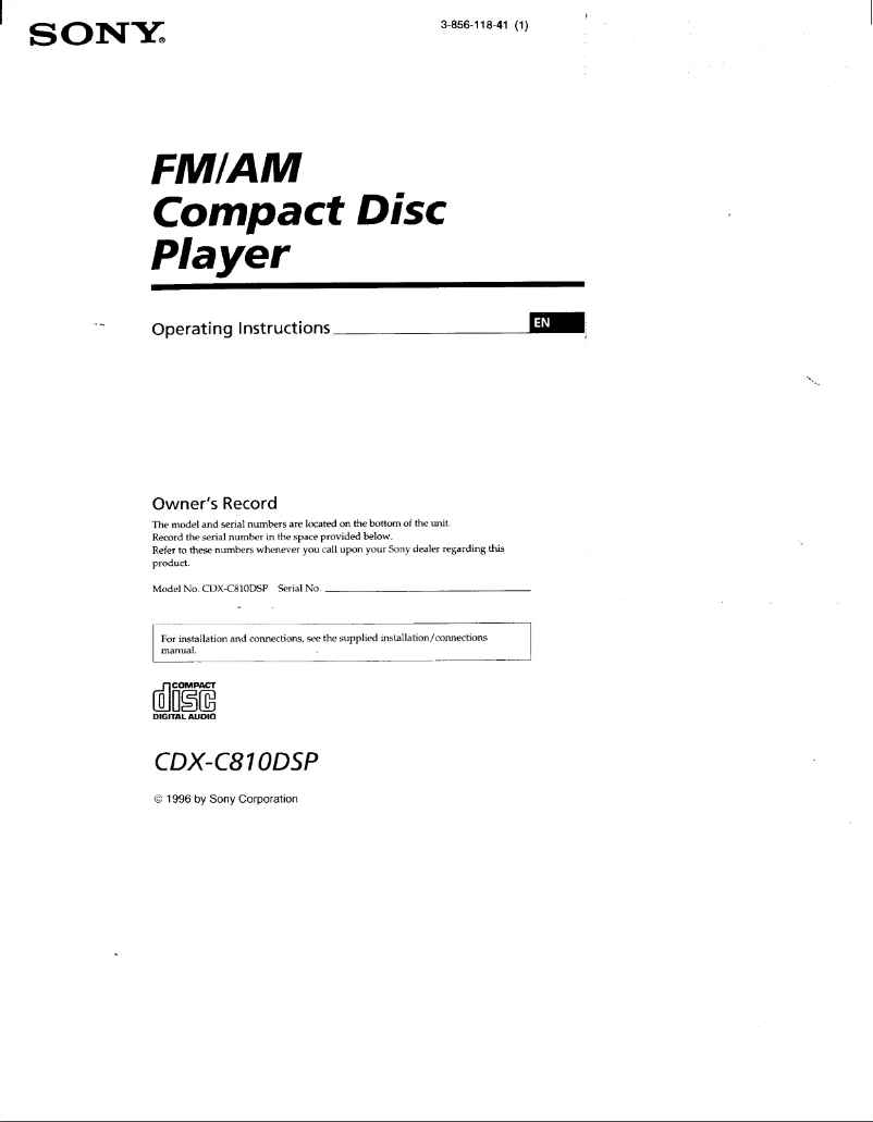 Image de la première page du manuel de l'appareil CDX-C810