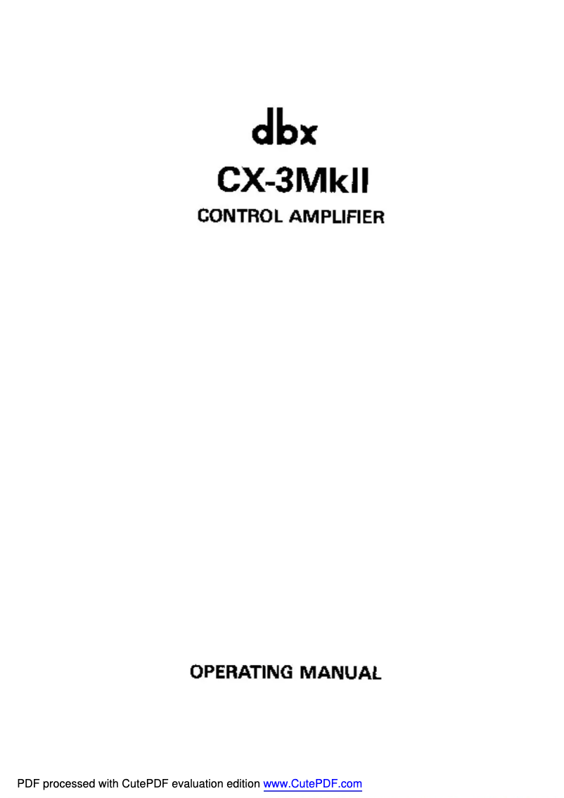 Page n°1 - Manuel utilisateur DBX CX-3MkII