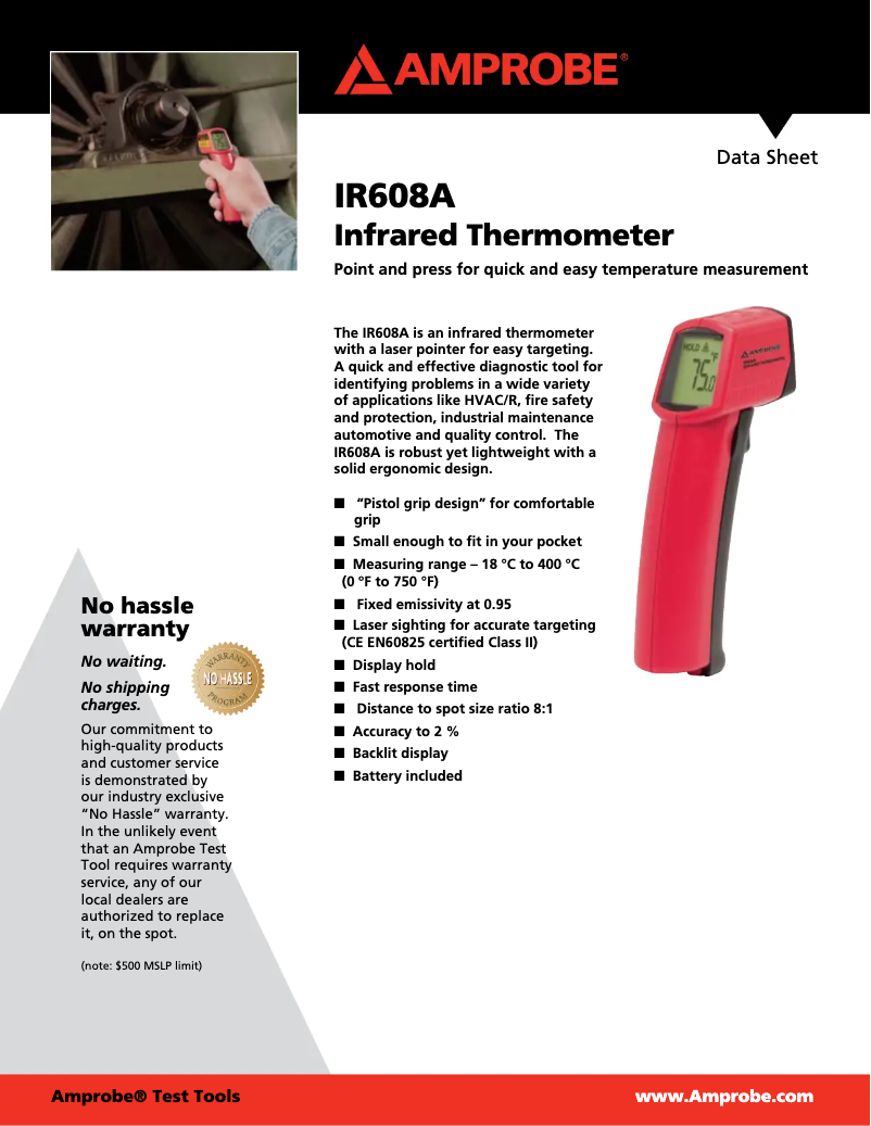 Page n°1 - Fiche technique Amprobe IR608A