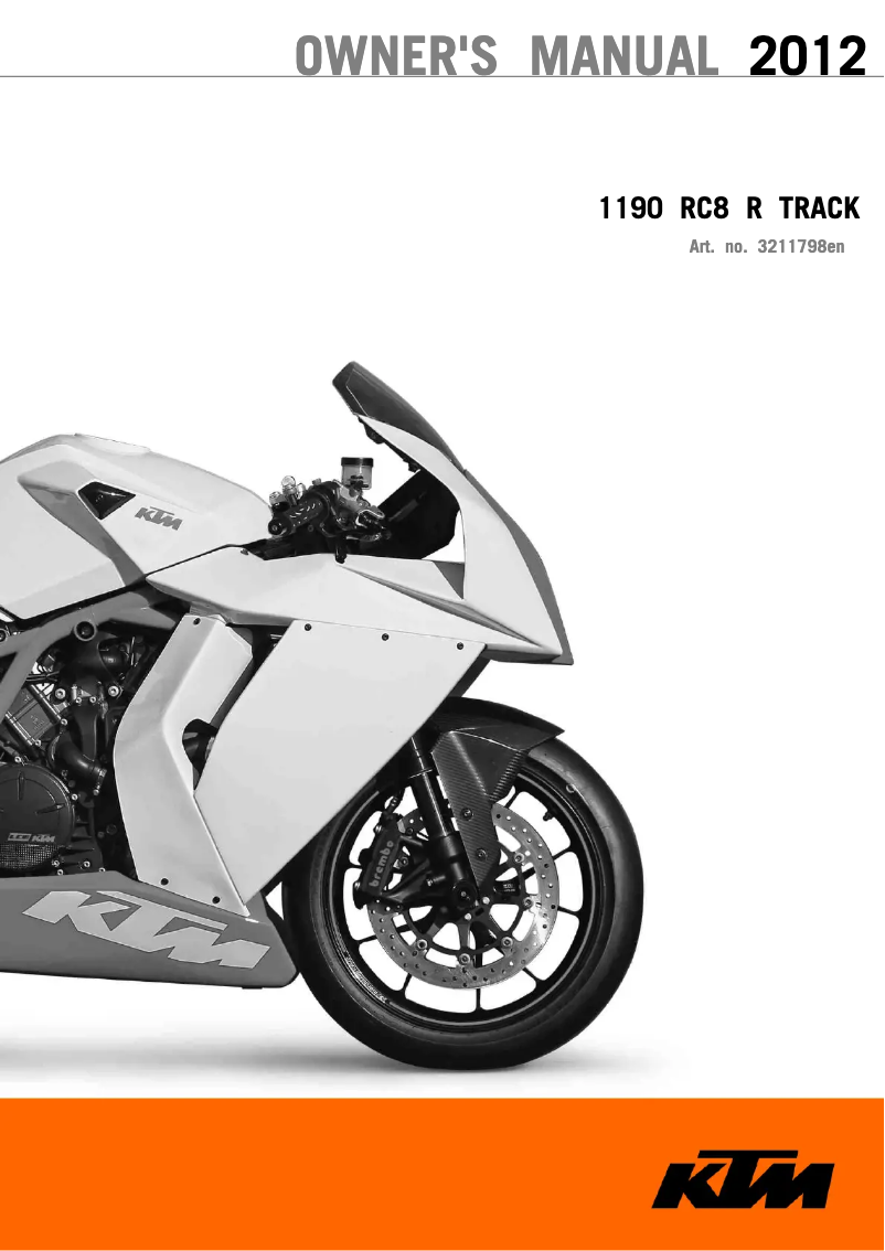 Image de la première page du manuel de l'appareil 1190 RC8 R Track (2012)