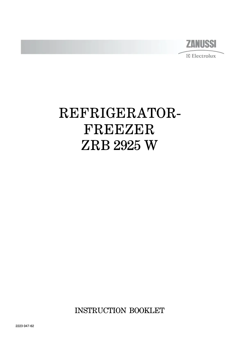 Image de la première page du manuel de l'appareil ZRB2925W