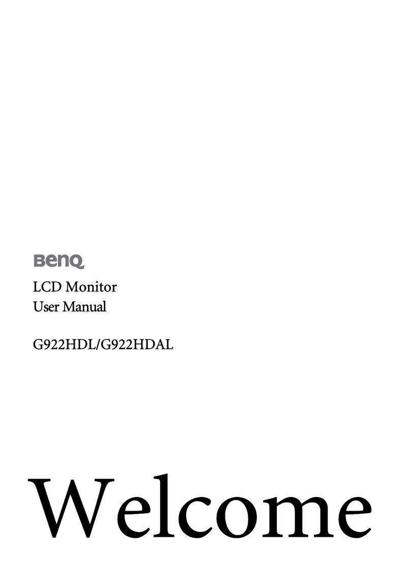 Page 1 de la notice Manuel utilisateur BenQ G922HDAL