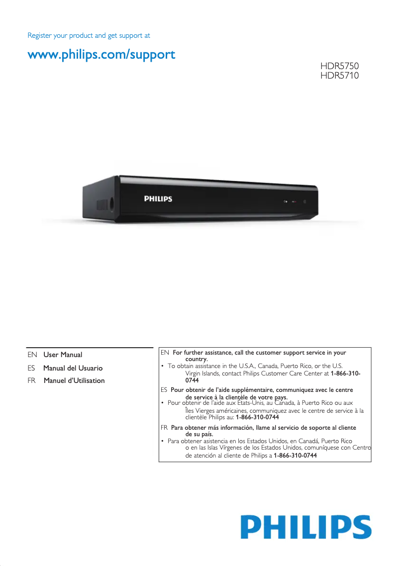 Page n°1 - Manuel utilisateur Philips HDR5750