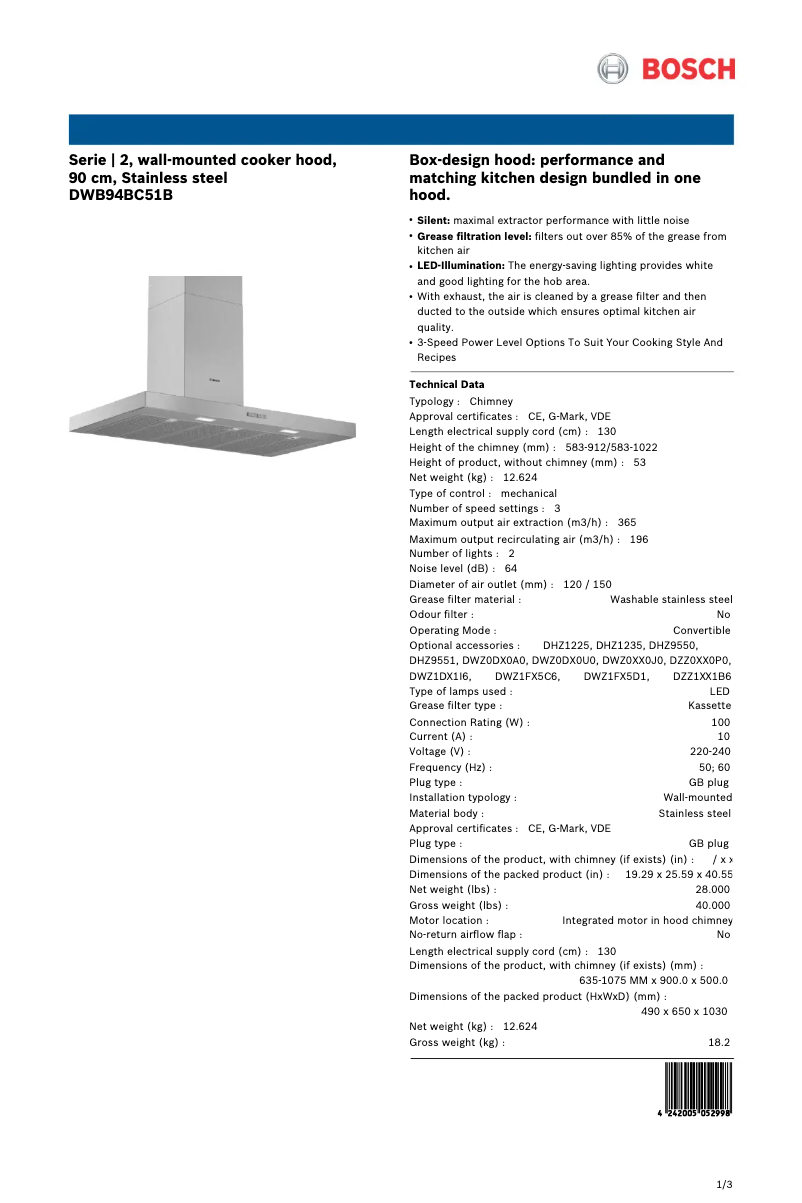 Imagen de la primera página del manual del dispositivo DWB94BC51B