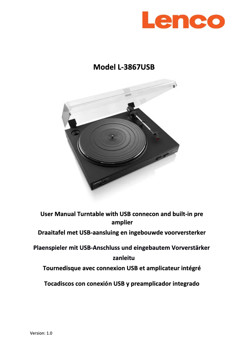 Page n°1 - Manuel utilisateur Lenco L-3867 USB