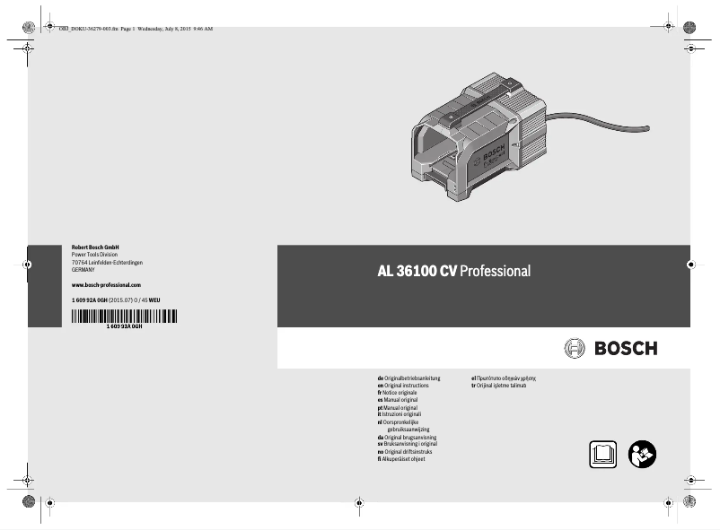 Page n°1 - Manuel utilisateur Bosch 1600A001GB