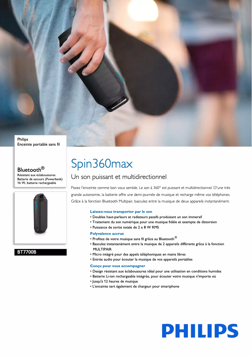 Page n°1 - Fiche technique Philips BT7700B